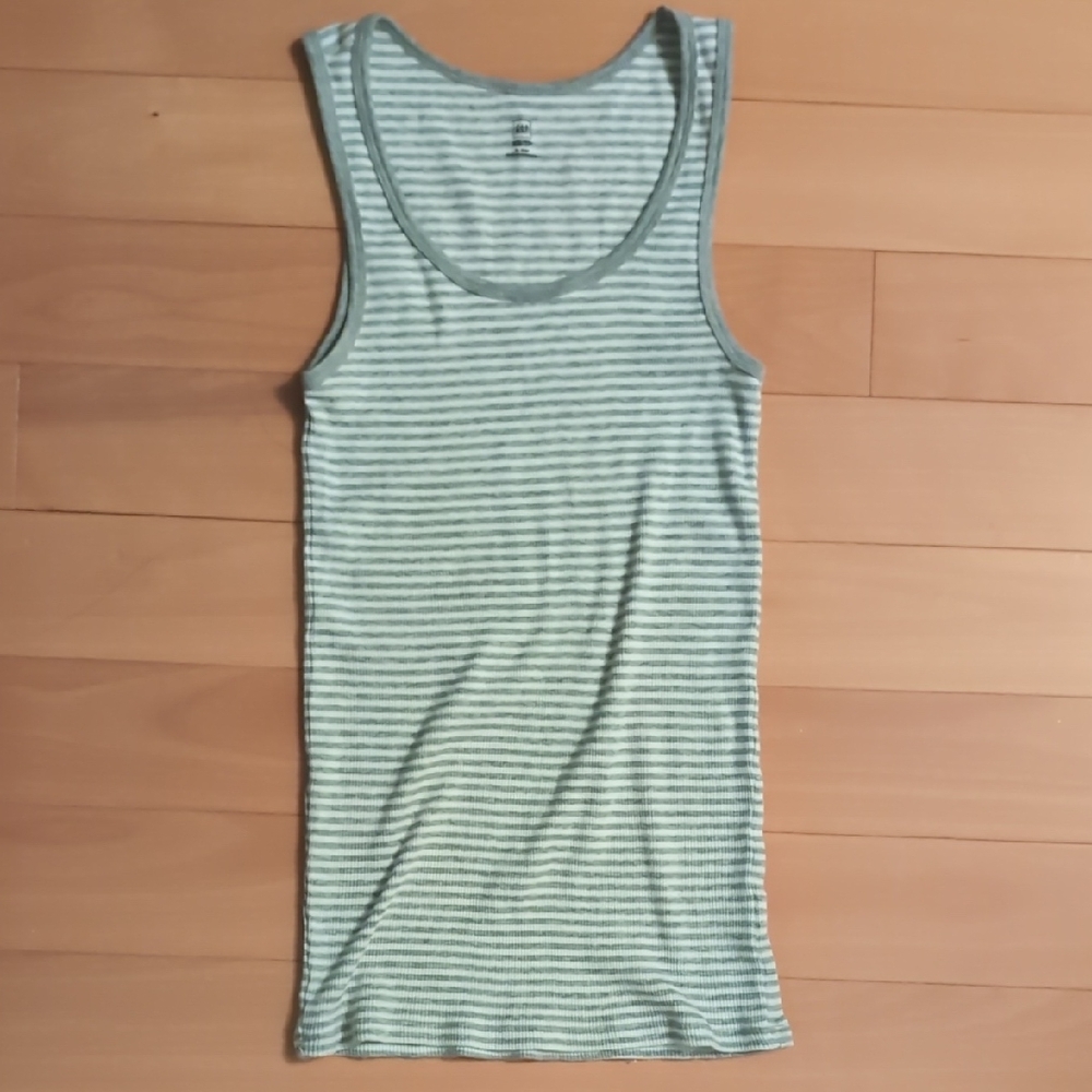 GAP Gray and White Striped Tank Top